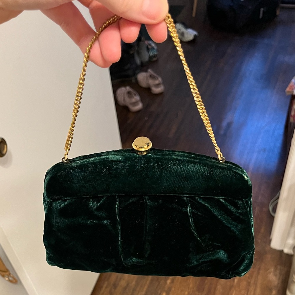 Vintage Green Velvet Purse